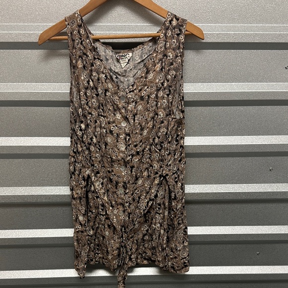 Timing Tops - Timing Womens‎ Vintage Floral Tank Top Blouse Made in USA Retro Size large Y2K